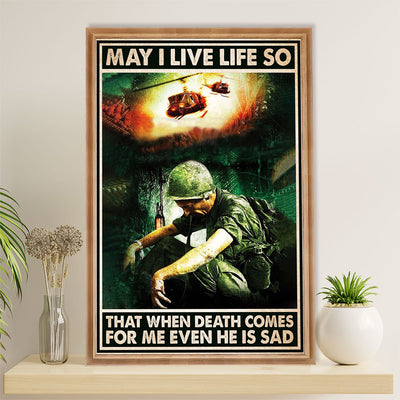 US Army Military Poster Wall Art | When Death Comes | American Independence Day Gift for Soldiers