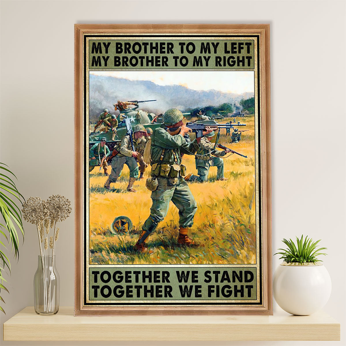 US Army Military Canvas Wall Art | Together We Stand | American Independence Day Gift for Soldiers