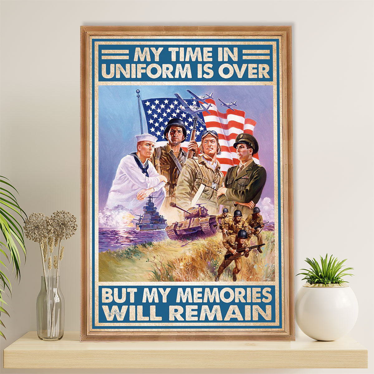 US Army Military Poster Wall Art | Memories Remain | American Independence Day Gift for Soldiers