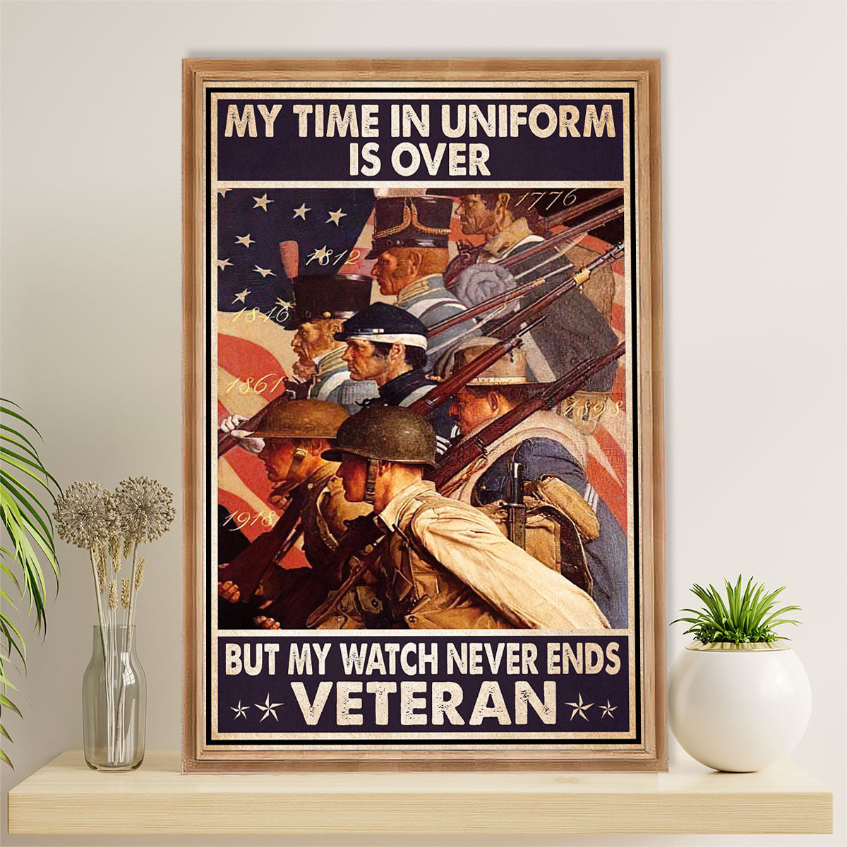 US Army Military Canvas Wall Art | My Watch Never Ends | American Independence Day Gift for Soldiers