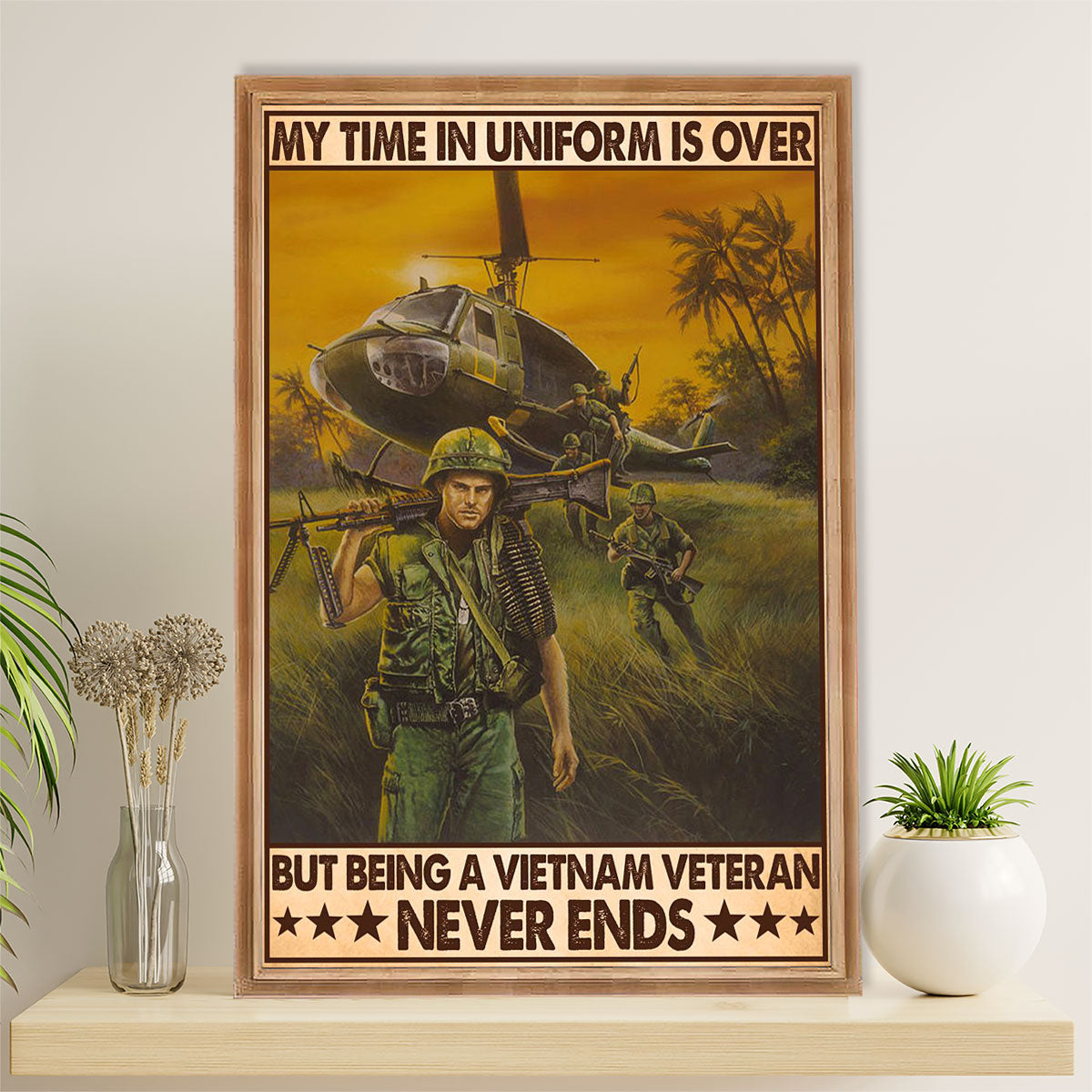 US Army Military Canvas Wall Art | Vietnam Veteran | American Independence Day Gift for Soldiers