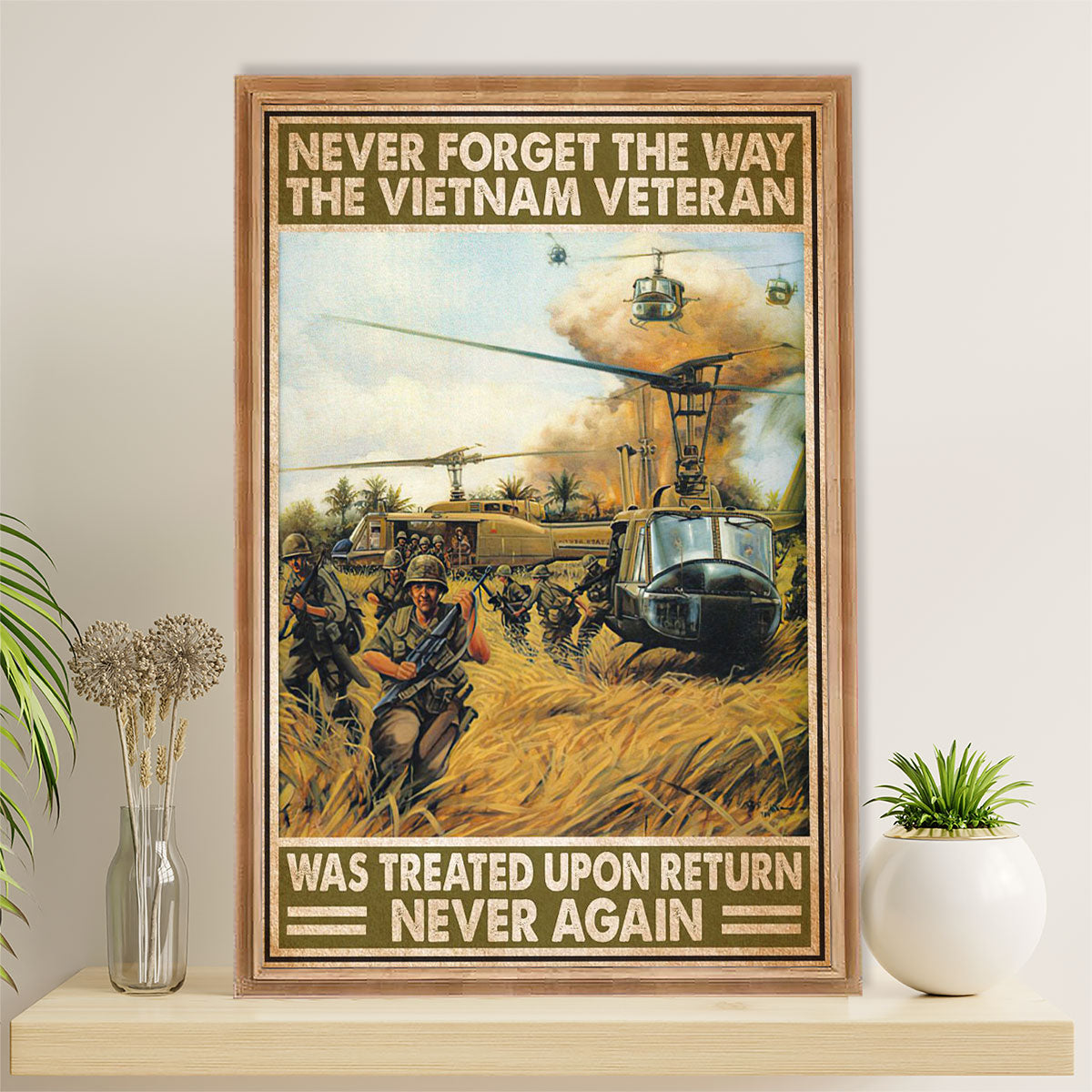 US Army Military Canvas Wall Art | The Vietnam Veteran | American Independence Day Gift for Soldiers