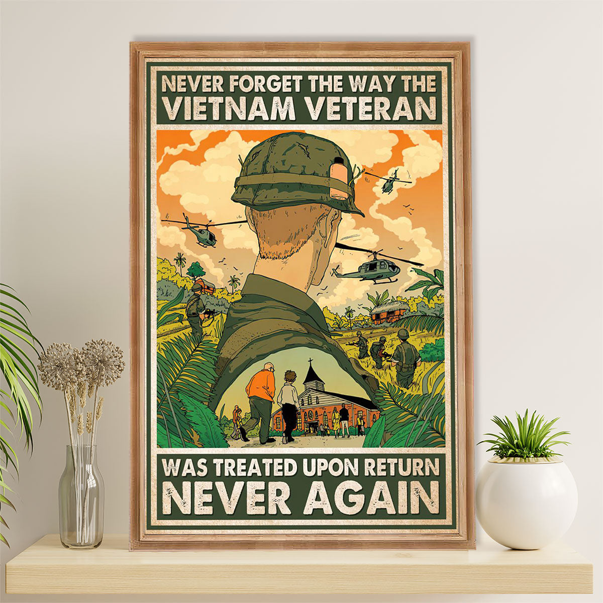 US Army Military Canvas Wall Art | The Vietnam Veteran | American Independence Day Gift for Soldiers