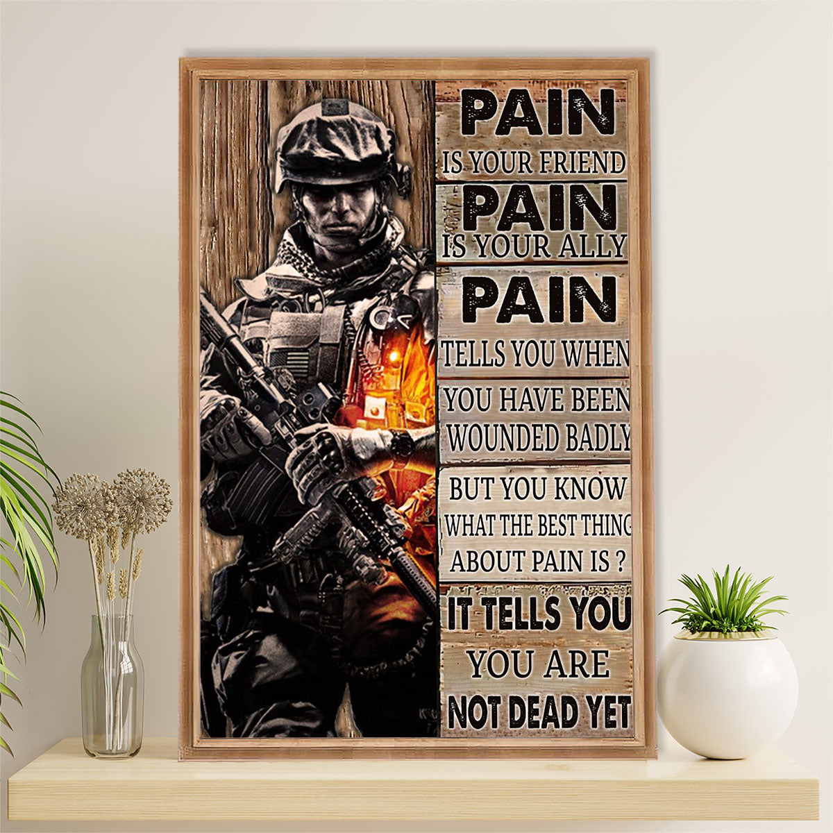 US Army Military Canvas Wall Art | Not Dead Yet | American Independence Day Gift for Soldiers