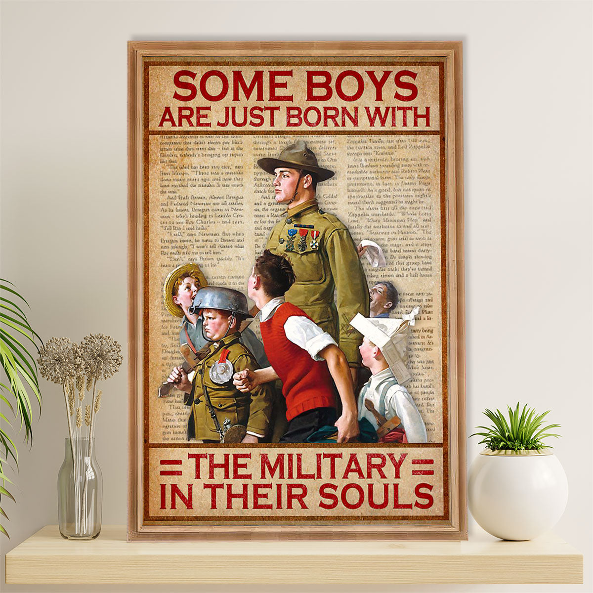 US Army Military Poster Wall Art | Boys Born With Military | American Independence Day Gift for Soldiers