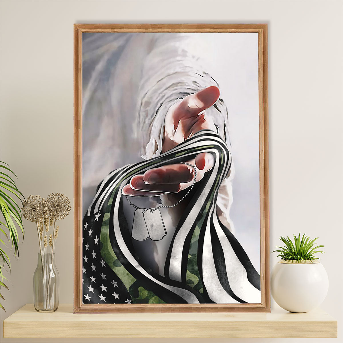 US Army Military Canvas Wall Art | Army Veteran Flag | American Independence Day Gift for Soldiers