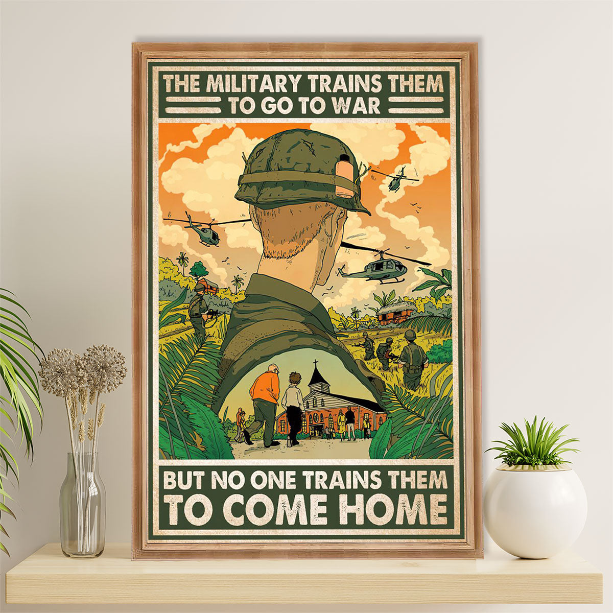 US Army Military Canvas Wall Art | Come Home | American Independence Day Gift for Soldiers