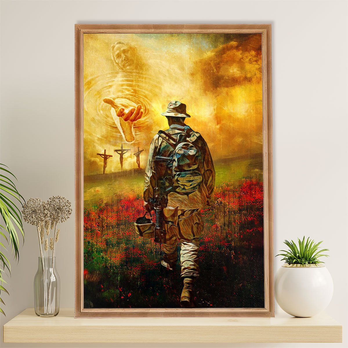 US Army Military Canvas Wall Art | God Bless Soldiers | American Independence Day Gift for Soldiers