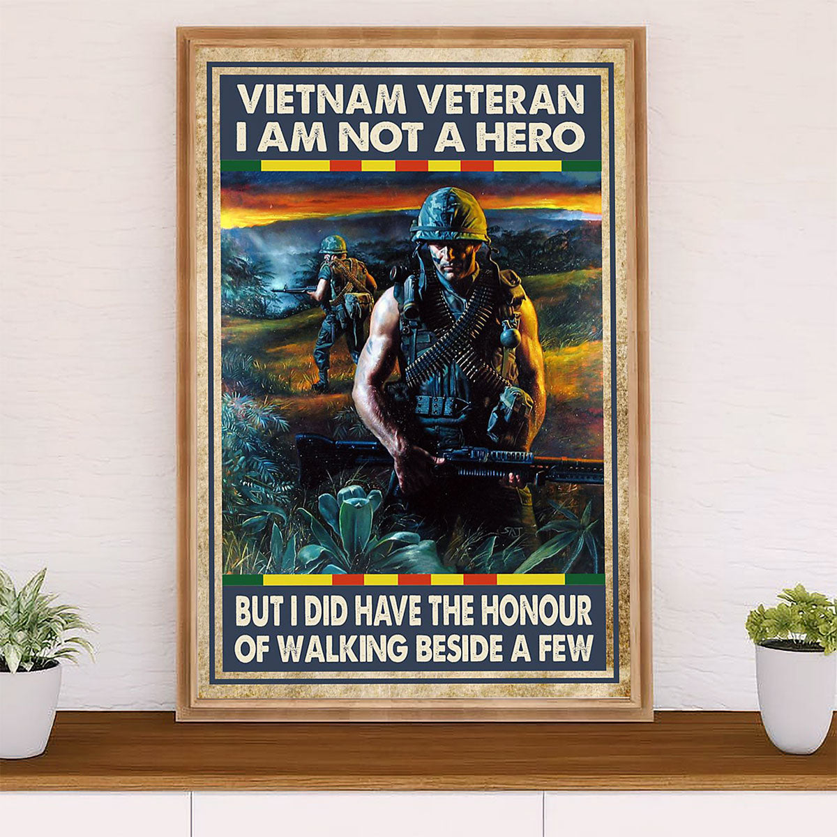US Army Military Canvas Wall Art | Vietnam Veteran | American Independence Day Gift for Soldiers