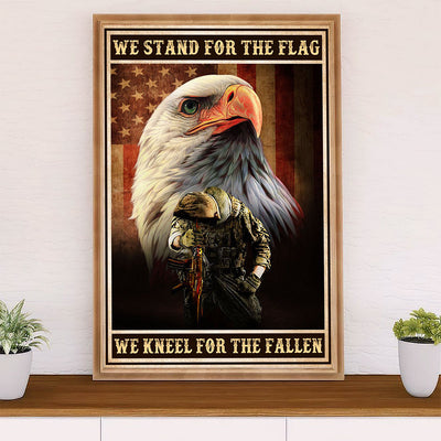 US Army Military Poster Wall Art | Stand For The US Flag | American Independence Day Gift for Soldiers