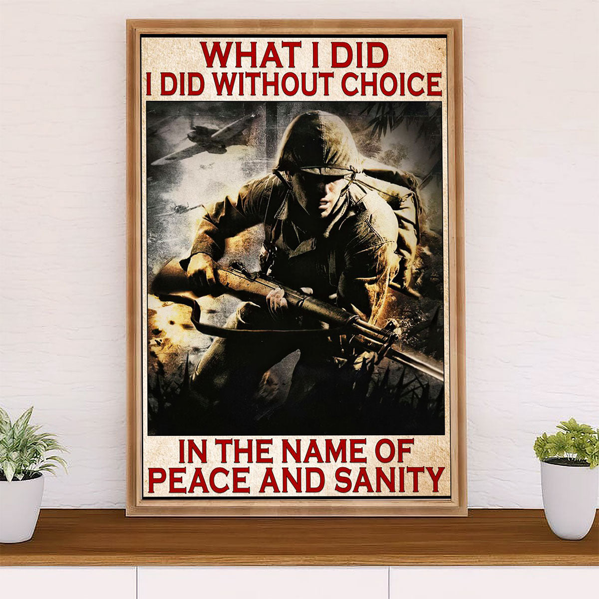 US Army Military Poster Wall Art | Name Of Peace & Sanity | American Independence Day Gift for Soldiers