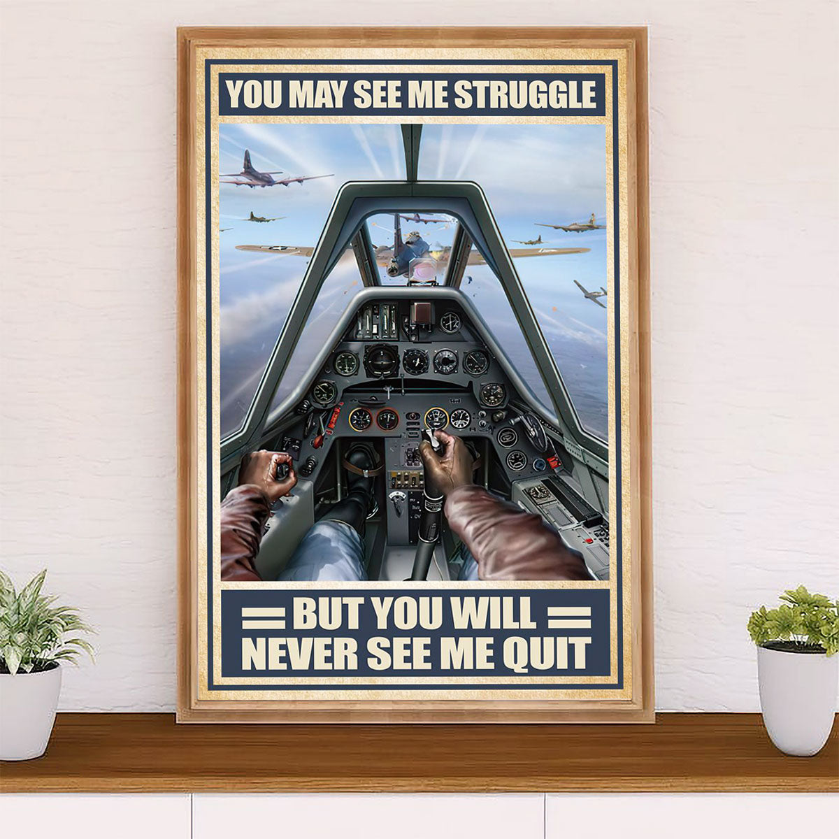 US Army Military Canvas Wall Art | Never See Me Quit | American Independence Day Gift for Soldiers