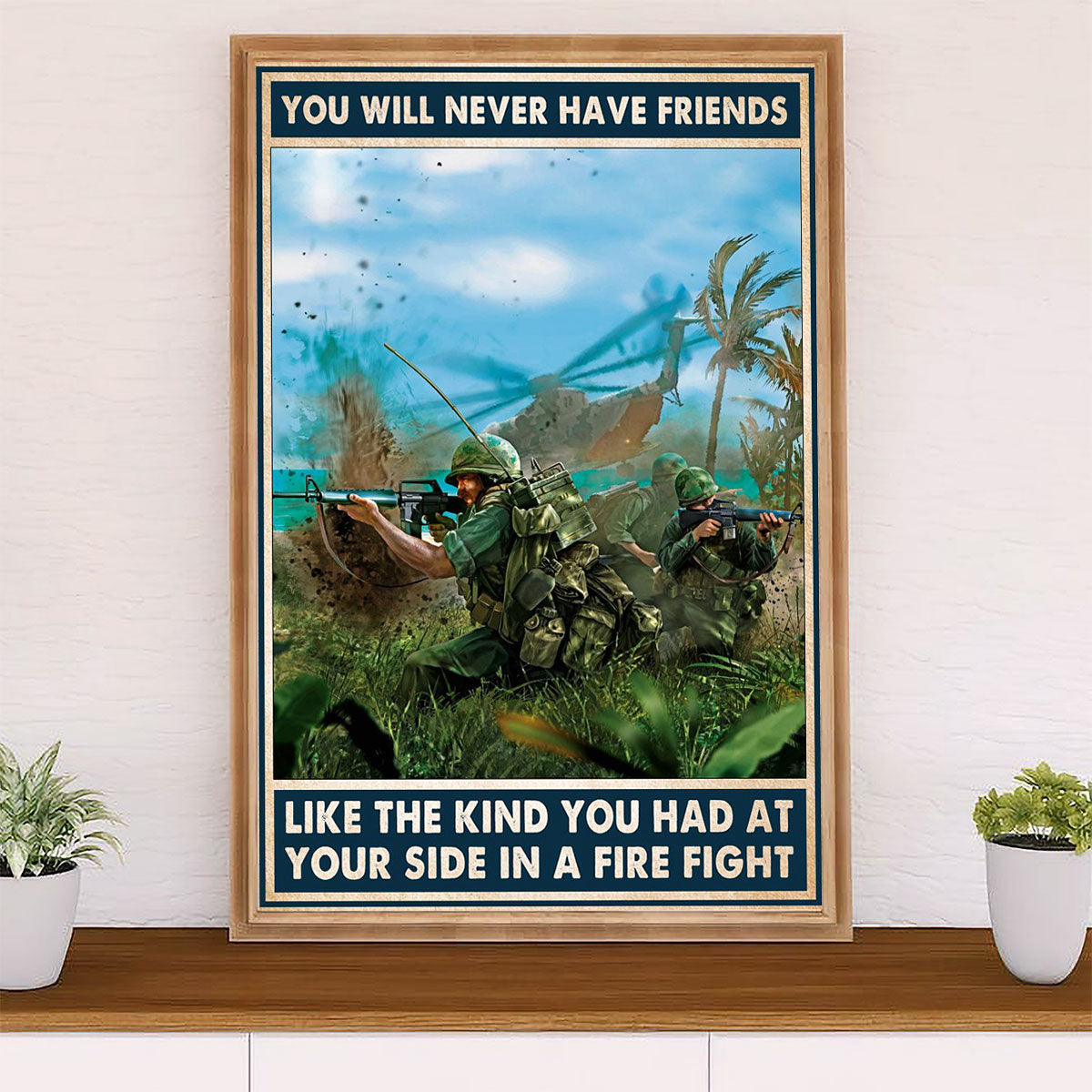 US Army Military Canvas Wall Art | Your Side In A Fire Fight | American Independence Day Gift for Soldiers