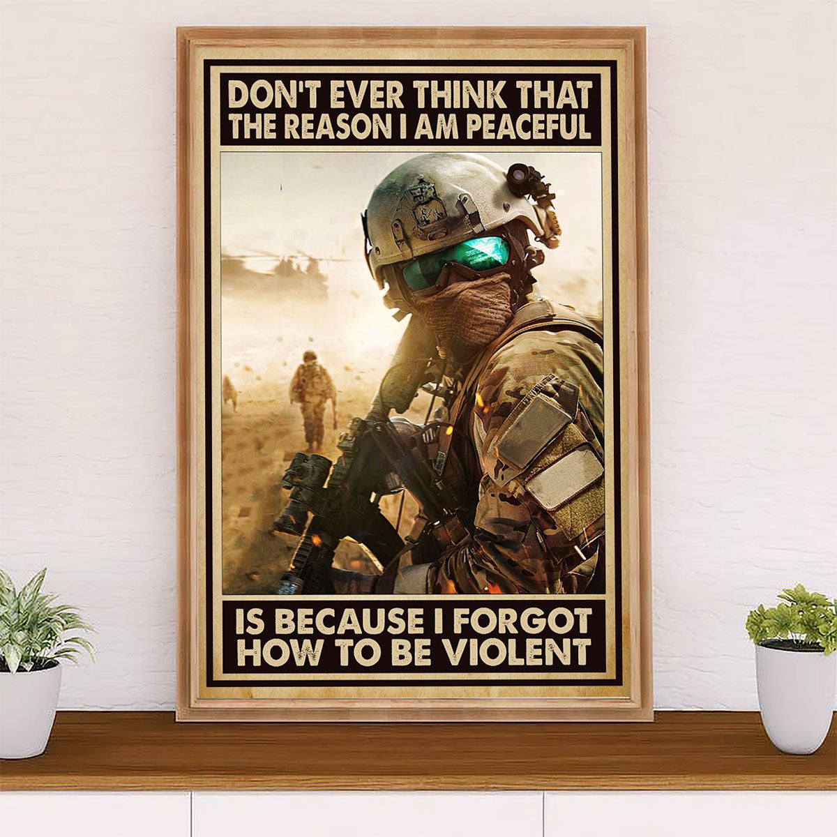 US Army Military Poster Wall Art | How To Be Violent | American Independence Day Gift for Soldiers