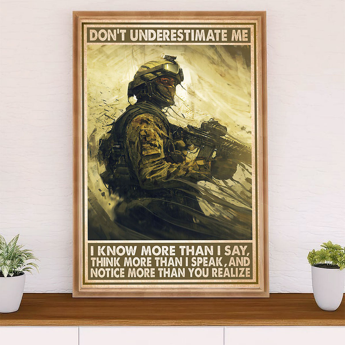 US Army Military Canvas Wall Art | Don't Underestimate Me | American Independence Day Gift for Soldiers