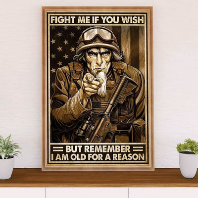 US Army Military Poster Wall Art | Old For A Reason | American Independence Day Gift for Soldiers