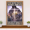US Army Military Poster Wall Art | God Bless | American Independence Day Gift for Soldiers