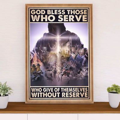 US Army Military Canvas Wall Art | God Bless | American Independence Day Gift for Soldiers