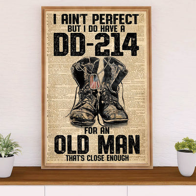 US Army Military Poster Wall Art | Old Man Veteran | American Independence Day Gift for Soldiers