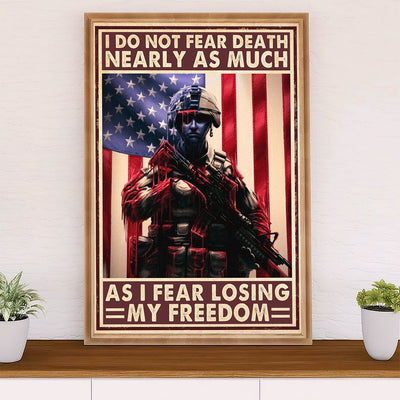 US Army Military Poster Wall Art | US Flag Soldier | American Independence Day Gift for Soldiers