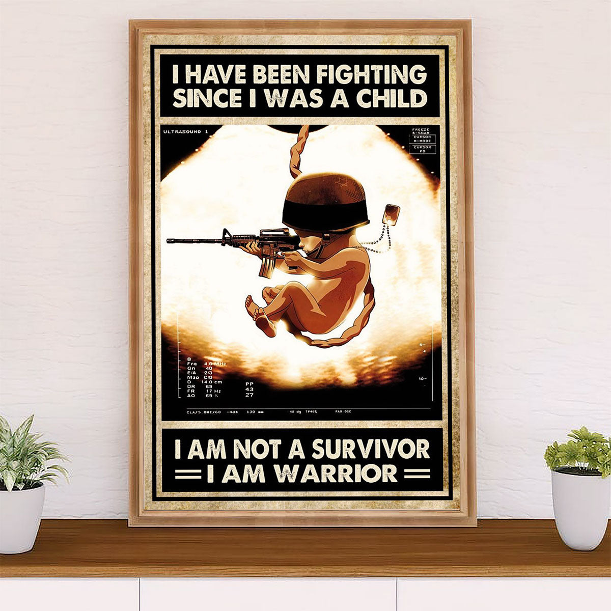 US Army Military Canvas Wall Art | I Am Warrior | American Independence Day Gift for Soldiers