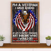US Army Military Poster Wall Art | Veteran US Flag | American Independence Day Gift for Soldiers