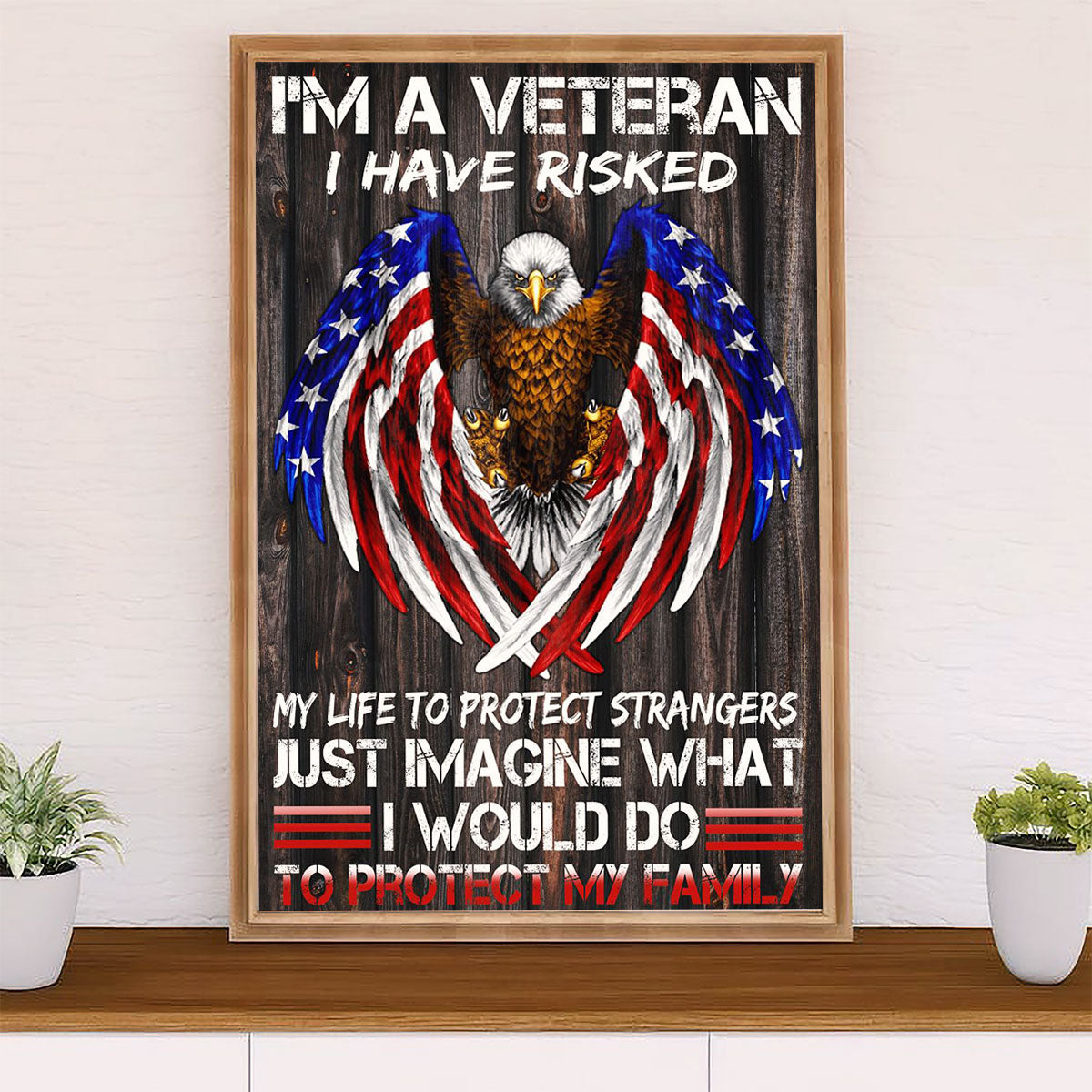 US Army Military Canvas Wall Art | Veteran US Flag | American Independence Day Gift for Soldiers