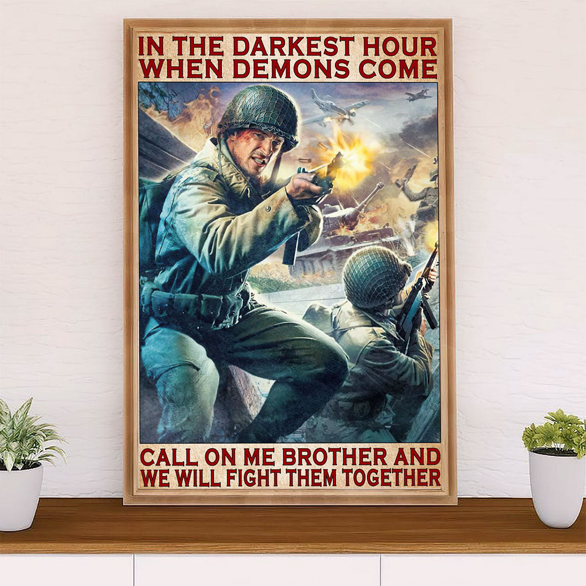 US Army Military Canvas Wall Art | Brothers | American Independence Day Gift for Soldiers