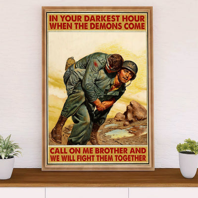 US Army Military Poster Wall Art | Brothers | American Independence Day Gift for Soldiers