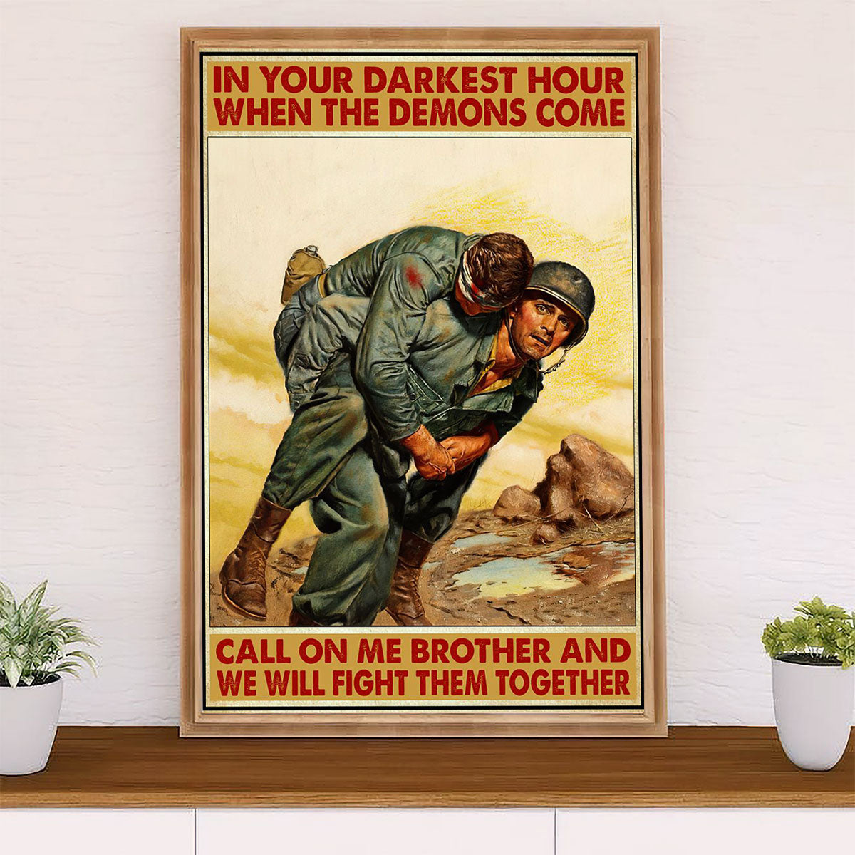 US Army Military Canvas Wall Art | Brothers | American Independence Day Gift for Soldiers