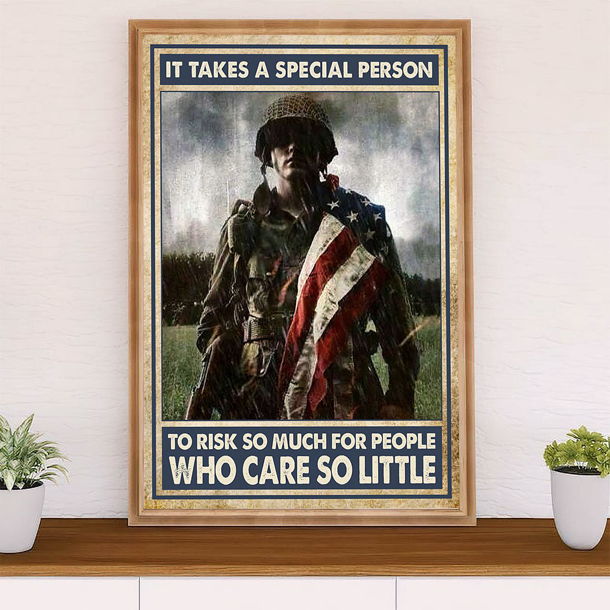 US Army Military Canvas Wall Art | Who Care So Little | American Independence Day Gift for Soldiers