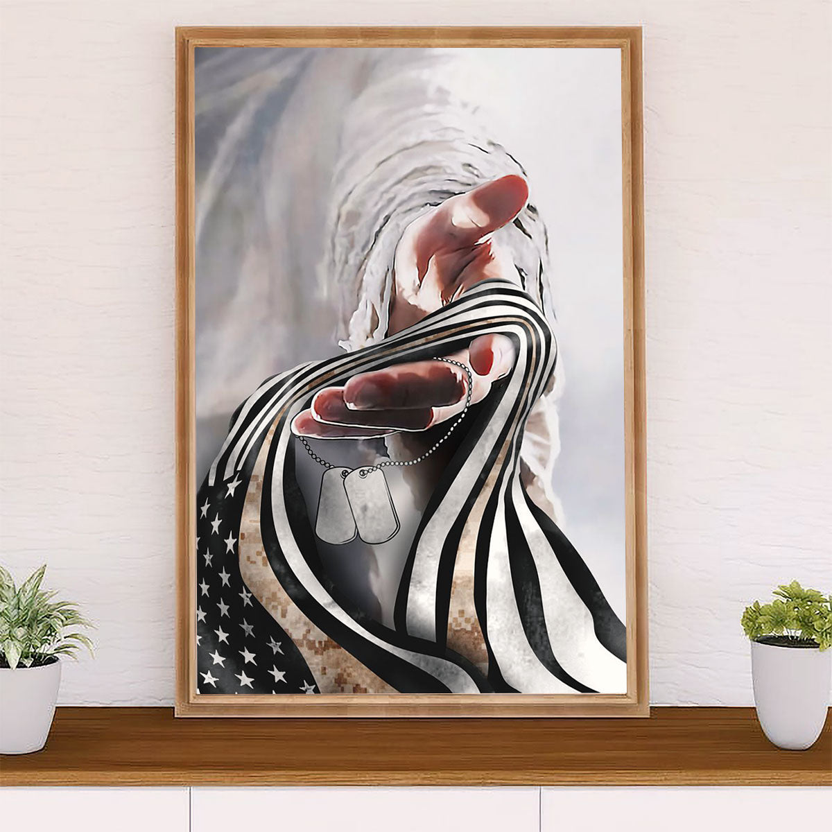 US Army Military Canvas Wall Art | Marine Veteran Flag | American Independence Day Gift for Soldiers