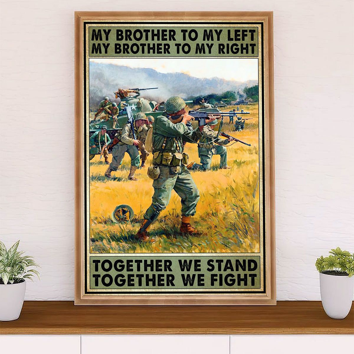 US Army Military Canvas Wall Art | Together We Stand | American Independence Day Gift for Soldiers