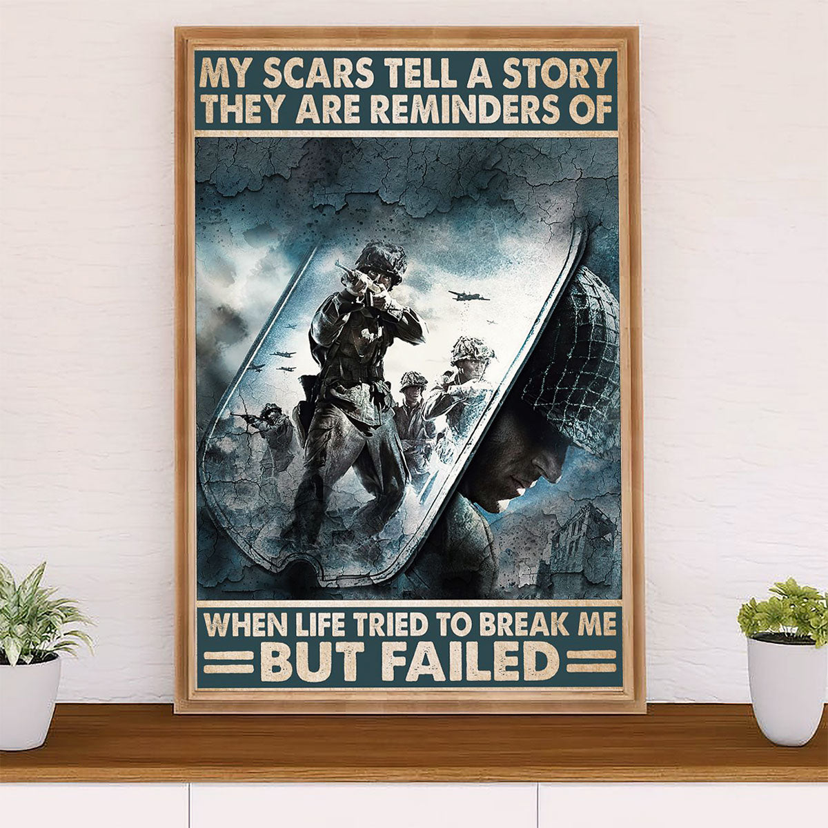 US Army Military Poster Wall Art | Break Me But Failed | American Independence Day Gift for Soldiers