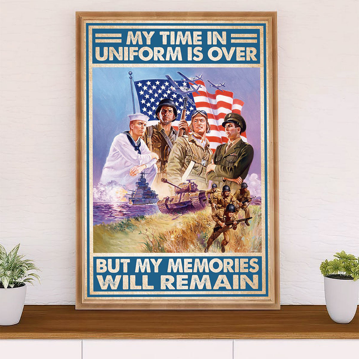US Army Military Poster Wall Art | Memories Remain | American Independence Day Gift for Soldiers