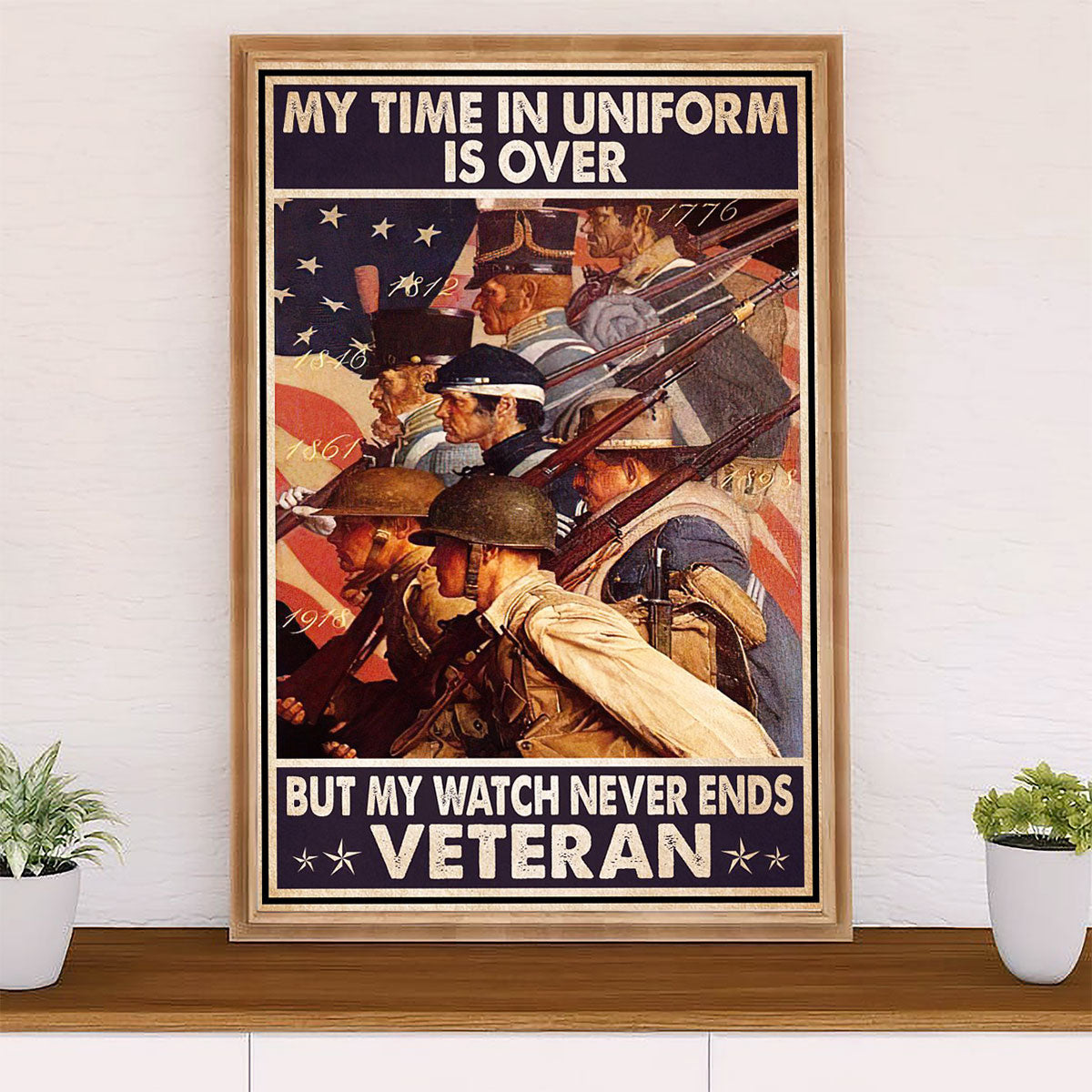 US Army Military Canvas Wall Art | My Watch Never Ends | American Independence Day Gift for Soldiers