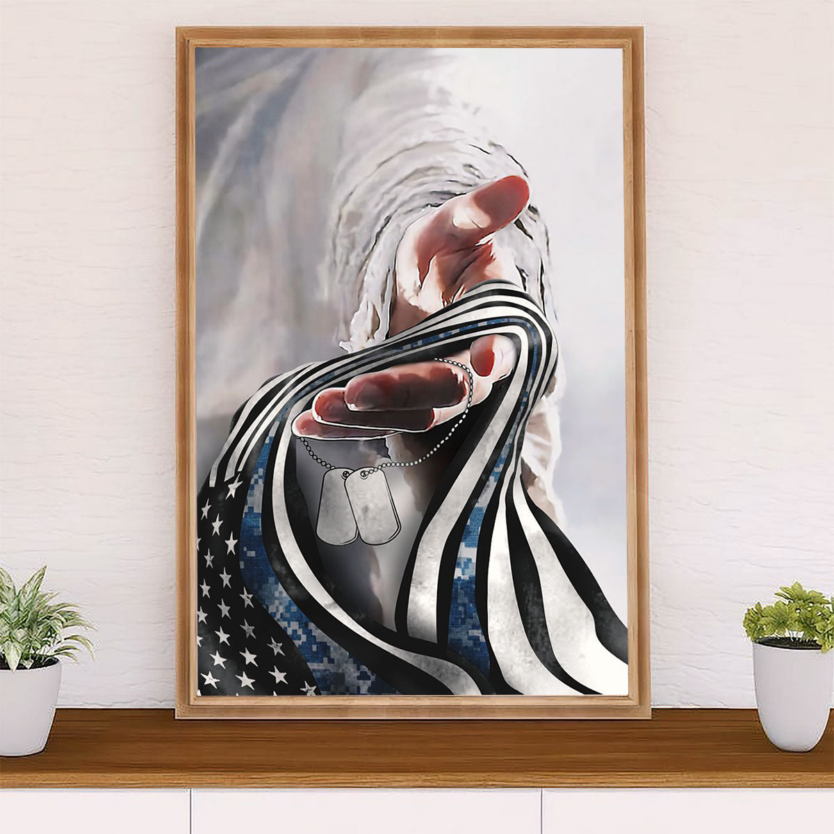 US Army Military Canvas Wall Art | Navy Veteran Flag | American Independence Day Gift for Soldiers