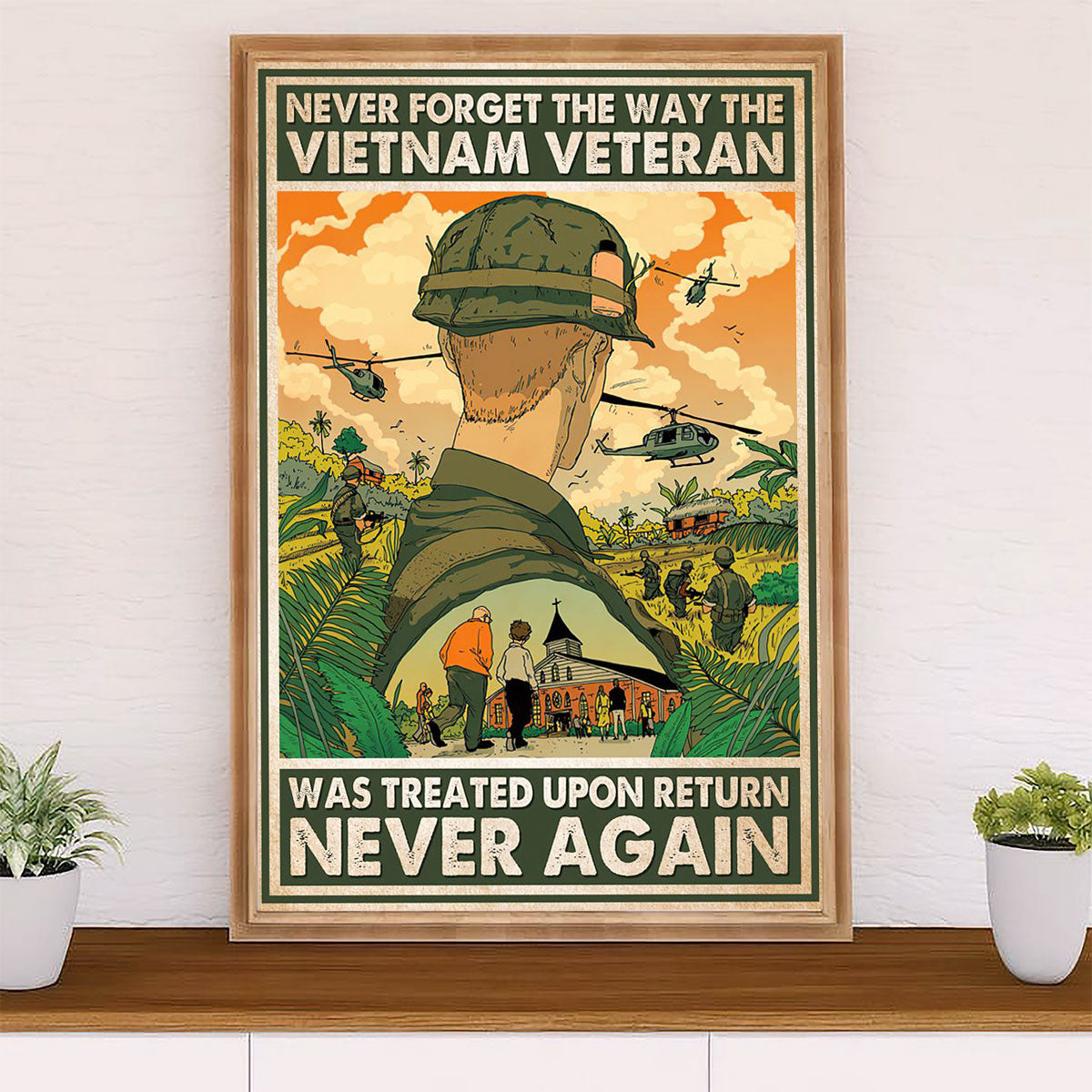 US Army Military Canvas Wall Art | The Vietnam Veteran | American Independence Day Gift for Soldiers