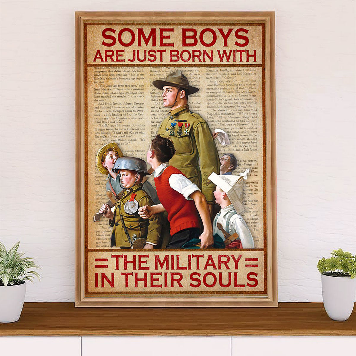 US Army Military Canvas Wall Art | Boys Born With Military | American Independence Day Gift for Soldiers