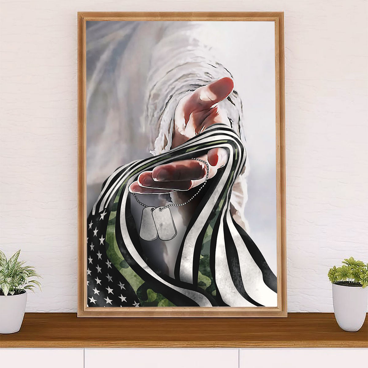 US Army Military Canvas Wall Art | Army Veteran Flag | American Independence Day Gift for Soldiers