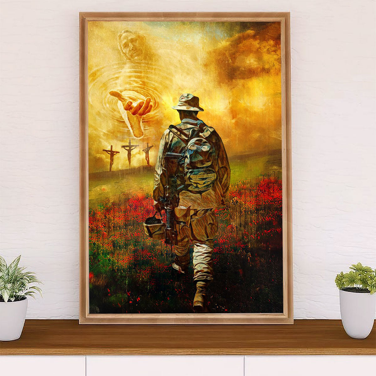 US Army Military Canvas Wall Art | God Bless Soldiers | American Independence Day Gift for Soldiers