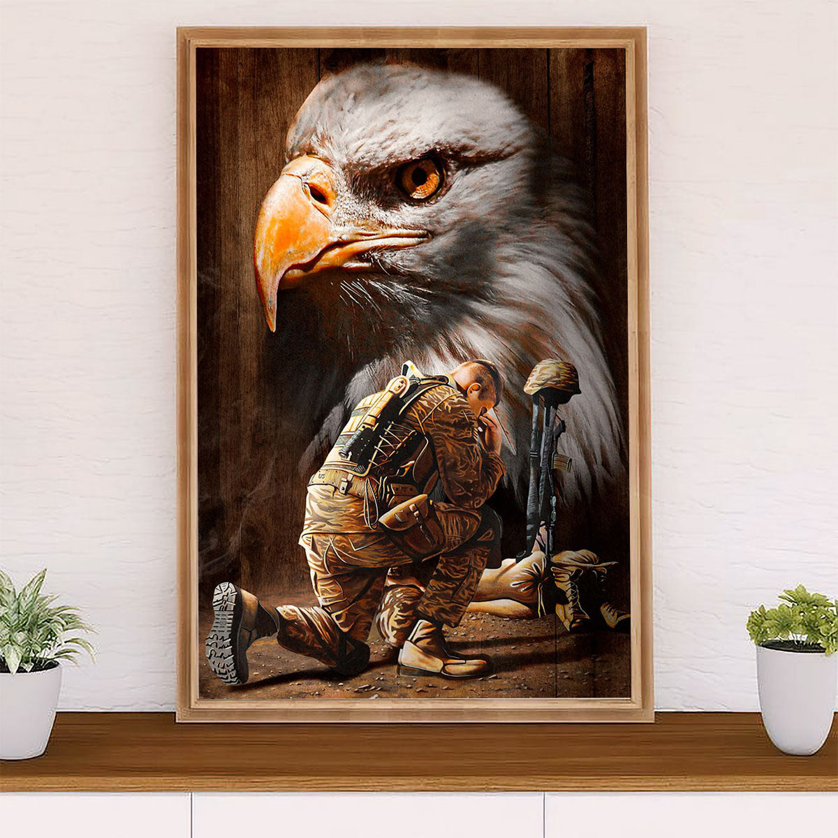 US Army Military Poster Wall Art | God Bless Soldiers | American Independence Day Gift for Soldiers
