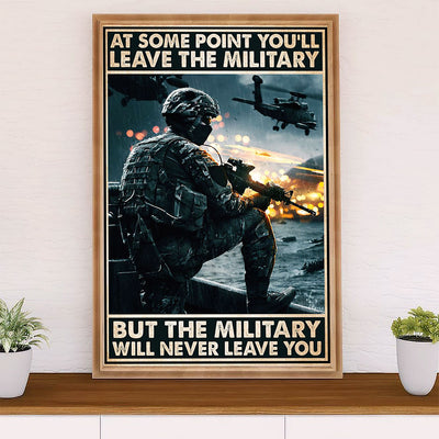 US Army Military Canvas Wall Art | Military Never Leave You | American Independence Day Gift for Soldiers