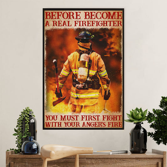 Firefighter Pride Poster Wall Art | Real Firefighter | American Independence Day Gift for Fireman