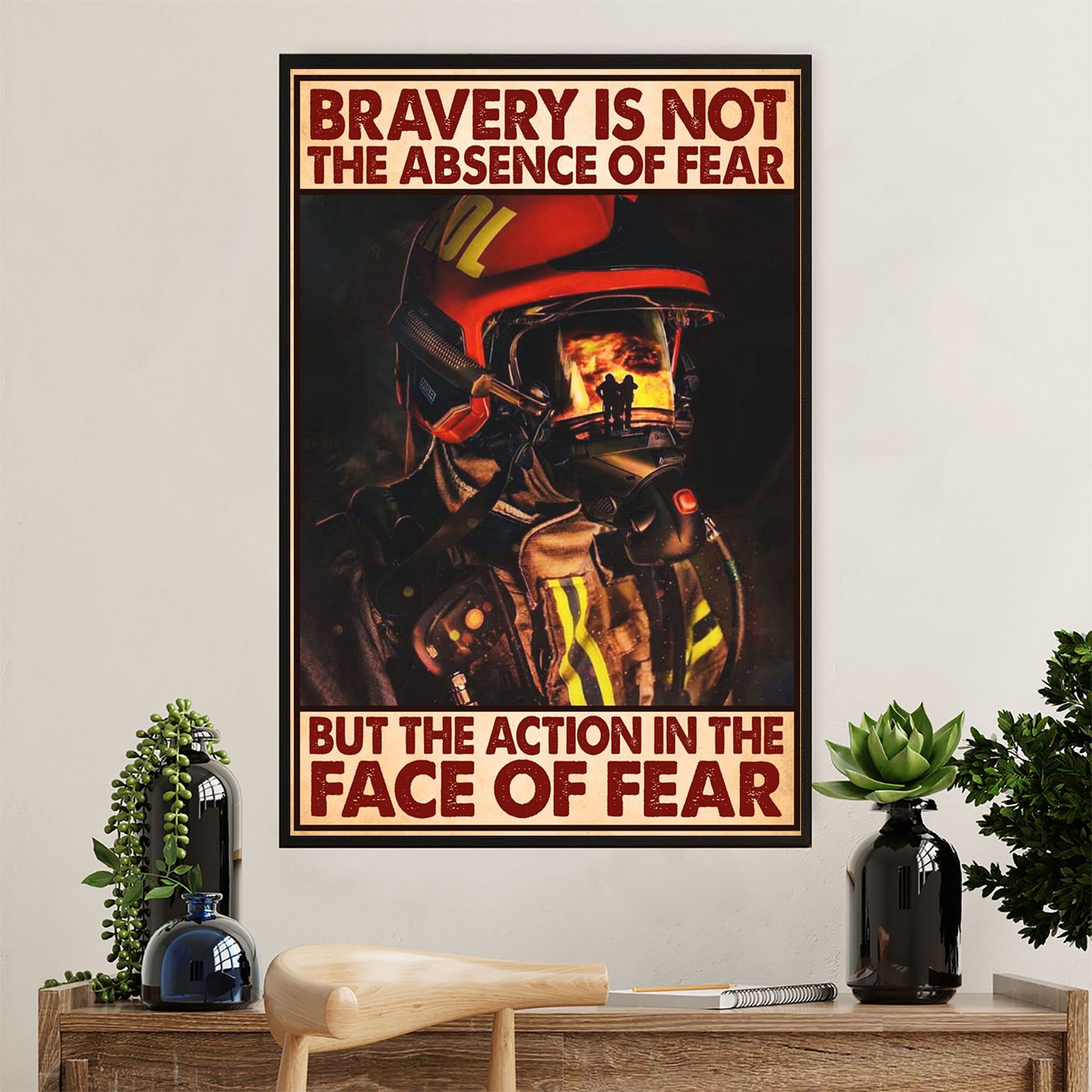 Firefighter Pride Canvas Wall Art Prints | Bravery | American Independence Day Gift for Fireman