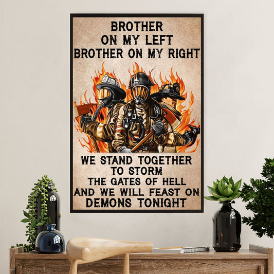 Firefighter Pride Poster Wall Art | Brothers Firemen | American Independence Day Gift for Fireman