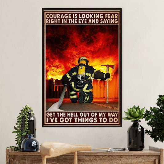 Firefighter Pride Poster Wall Art | Get The Hell Out My Way | American Independence Day Gift for Fireman