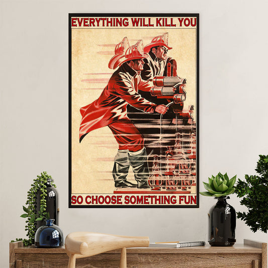 Firefighter Pride Poster Wall Art | Choose Something Fun | American Independence Day Gift for Fireman