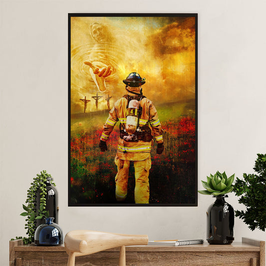 Firefighter Pride Poster Wall Art | God Bless | American Independence Day Gift for Fireman