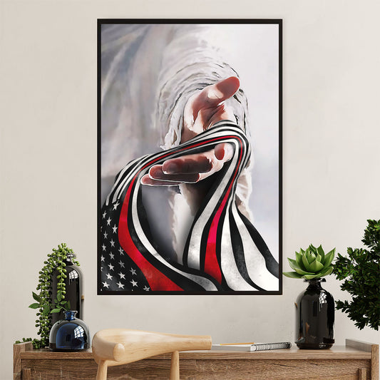 Firefighter Pride Poster Wall Art | Firefighter Flag | American Independence Day Gift for Fireman